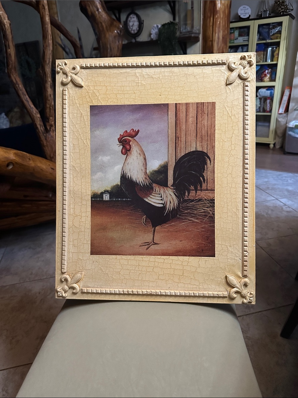 Home Accents Cream Ornate Rooster Picture Frame